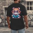 Adorable Book Lover Maine Coon Cat With Reading Glasses Cute Men's Back Print T-Shirt Adorable Book Lover Maine Coon Cat With Reading Glasses Cute Men's Back Print T-Shirt