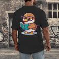 Adorable Book Lover Mallard Duck With Reading Glasses Cute Men's Back Print T-Shirt