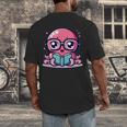 Adorable Book Lover Octopus With Reading Glasses Cute Men's Back Print T-Shirt