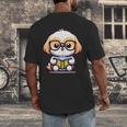Adorable Book Lover Shih Tzu With Reading Glasses Cute Men's Back Print T-Shirt
