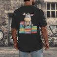 Adorable Donkey With Heart Sitting On Colorful Book Stack Men's Back Print T-Shirt Adorable Donkey With Heart Sitting On Colorful Book Stack Men's Back Print T-Shirt