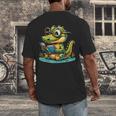 Alligator Reading a Book Animal Men's Back Print T-Shirt Alligator Reading a Book Animal Men's Back Print T-Shirt
