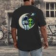 Astronaut Reading Book To Alien Shirt Moon Space Lover Kids Men's Back Print T-Shirt Astronaut Reading Book To Alien Shirt Moon Space Lover Kids Men's Back Print T-Shirt