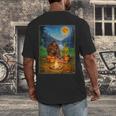 Bigfoot And Alien Reading Books Campfire Halloween Men's Back Print T-Shirt Bigfoot And Alien Reading Books Campfire Halloween Men's Back Print T-Shirt