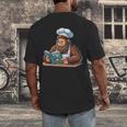 Bigfoot Reading a Cookbook Men's Back Print T-Shirt