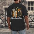 Boo-Kmarked Fall Pumpkin Books Halloween Teacher Teaching Men's Back Print T-Shirt