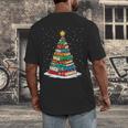 Book Christmas Tree Xmas Lights Book Lover Teacher Librarian Men's Back Print T-Shirt Book Christmas Tree Xmas Lights Book Lover Teacher Librarian Men's Back Print T-Shirt