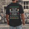 Book Lover Christmas Reader Ugly Sweater Tee Xmas New Year Men's Back Print T-Shirt