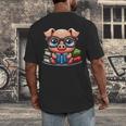 Book Lover Reading Pig Men's Back Print T-Shirt