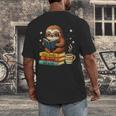 Book Lover Sloth Reading Bookish Library Read Books Be Kind Men's Back Print T-Shirt