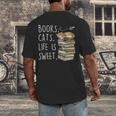 Book Lovers Books Cats Life Is Sweet Cat Lover Men's Back Print T-Shirt