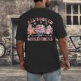 All Booked For Christmas Book Coffee Latte Gingerbread Men's Back Print T-Shirt