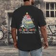 All Booked For Christmas Book Tree Lights Christmas Library Men's Back Print T-Shirt All Booked For Christmas Book Tree Lights Christmas Library Men's Back Print T-Shirt