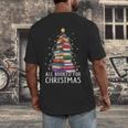 All Booked For Christmas Book Christmas Tree Lights Men's Back Print T-Shirt All Booked For Christmas Book Christmas Tree Lights Men's Back Print T-Shirt