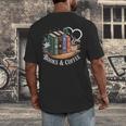 Books And Coffee Book Lover Bookish Green Book Theme Reading Men's Back Print T-Shirt Books And Coffee Book Lover Bookish Green Book Theme Reading Men's Back Print T-Shirt