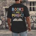 Books Are Magic Whimsical Retro Bookworm Men's Back Print T-Shirt