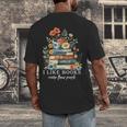 I Like Books More Than People Reading Reader Bookworm Saying Men's Back Print T-Shirt