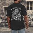 I Like My Books Spicy And My Coffee ICY Skeleton Meme Men's Back Print T-Shirt