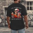 I Like My Books Spicy And My Coffee Icy Skeleton Men's Back Print T-Shirt