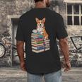 Bookworm Corgi Reading Books Drinking Coffee Dog Lover Men's Back Print T-Shirt Bookworm Corgi Reading Books Drinking Coffee Dog Lover Men's Back Print T-Shirt