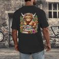 Bookworm Cute Highland Cow Reading Book Men's Back Print T-Shirt Bookworm Cute Highland Cow Reading Book Men's Back Print T-Shirt