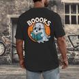 BOOOKS Cute Ghost Reading Books Halloween Men's Back Print T-Shirt BOOOKS Cute Ghost Reading Books Halloween Men's Back Print T-Shirt