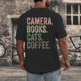 Camera Books Cats And Coffee Lover Photography Men Women Men's Back Print T-Shirt