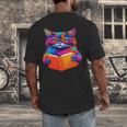 Cat Book Shirt Colorful Cat Reading Book Men's Back Print T-Shirt