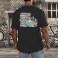 Cat On Books Pets Cats Reading Book Nerd Read Reader Bookcat Men's Back Print T-Shirt Cat On Books Pets Cats Reading Book Nerd Read Reader Bookcat Men's Back Print T-Shirt