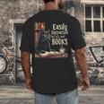 Cats And Books Book & Cat Lover Easily Distracted By Men's Back Print T-Shirt Cats And Books Book & Cat Lover Easily Distracted By Men's Back Print T-Shirt