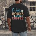 Cats Books And Coffee Men's Back Print T-Shirt