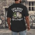 Cats Books And Matcha Life Is Perfect Green Tea Matcha Men's Back Print T-Shirt Cats Books And Matcha Life Is Perfect Green Tea Matcha Men's Back Print T-Shirt
