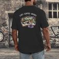 Cats Coffee Books Men's Back Print T-Shirt