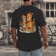 Cats Reading Books Christmas Tree Men's Back Print T-Shirt