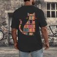 Cats Reading Books Librarian Library Readers Men's Back Print T-Shirt