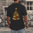 Christmas Book Tree Bookshelf Holiday For Readers Librarians Men's Back Print T-Shirt Christmas Book Tree Bookshelf Holiday For Readers Librarians Men's Back Print T-Shirt