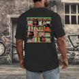 Christmas Cat Santa Bookshelves Book Lover Reader Men's Back Print T-Shirt