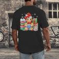 Christmas Gingerbread Man Reading Book Snowflake Teacher Men's Back Print T-Shirt