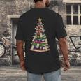 Christmas Tree Of Books For Readers And Librarians Men's Back Print T-Shirt Christmas Tree Of Books For Readers And Librarians Men's Back Print T-Shirt