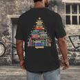 Christmas Tree Made Of Books Librarian Reader Holiday Men's Back Print T-Shirt