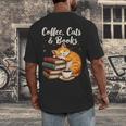 Coffee Cats & Books Lover For Women & Girls Coffee Men's Back Print T-Shirt Coffee Cats & Books Lover For Women & Girls Coffee Men's Back Print T-Shirt