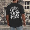 Coffee Cats & Books Reading Book Lover Reader Men's Back Print T-Shirt Coffee Cats & Books Reading Book Lover Reader Men's Back Print T-Shirt