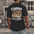 Coffee Cats And Books Cats And Reading Lovers Men's Back Print T-Shirt
