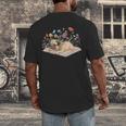 Color Floral Cute Pug Dog On Book Reading Bookworm Reader Men's Back Print T-Shirt Color Floral Cute Pug Dog On Book Reading Bookworm Reader Men's Back Print T-Shirt