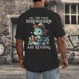 All The Cool Dinosaurs Are Reading Book Reader T-Rex Kawaii Men's Back Print T-Shirt