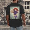 The Crimson Crescent 90s Retro Comic Book Superheroine Art Men's Back Print T-Shirt