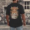 Cute Baby Highland Cow Reading Book Librarian Bookworm Men's Back Print T-Shirt Cute Baby Highland Cow Reading Book Librarian Bookworm Men's Back Print T-Shirt