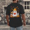 Cute Beanie Ghost Bookworm Cozy Book Reading Halloween Men's Back Print T-Shirt