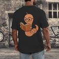 Cute Bookworm Worm Reading Book Glasses Nerdy Men's Back Print T-Shirt Cute Bookworm Worm Reading Book Glasses Nerdy Men's Back Print T-Shirt