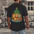 Cute Cats Reading Books Christmas Tree Men's Back Print T-Shirt Cute Cats Reading Books Christmas Tree Men's Back Print T-Shirt